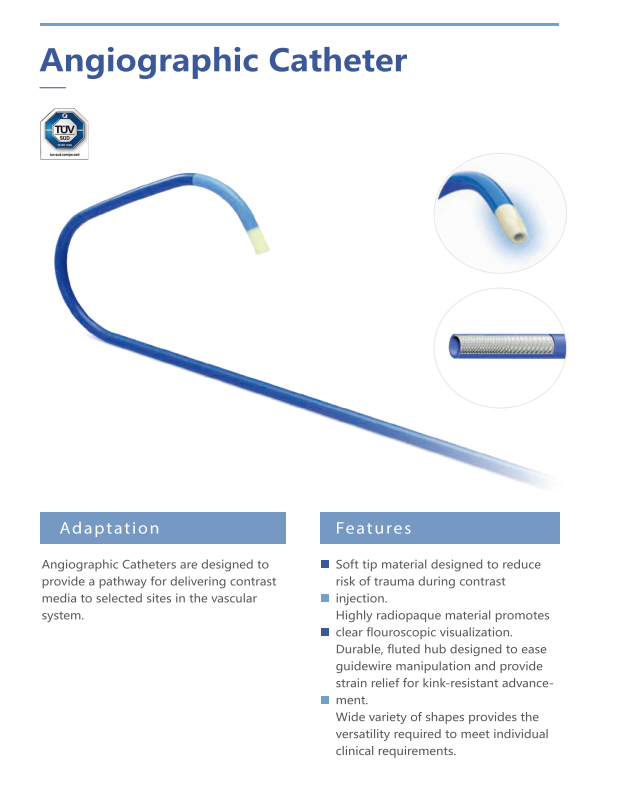 Peripheral Angiographic Catheter medical equipment with CE ISO certificate