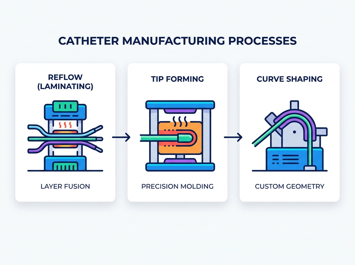 Catheter manufacturing equipment processing